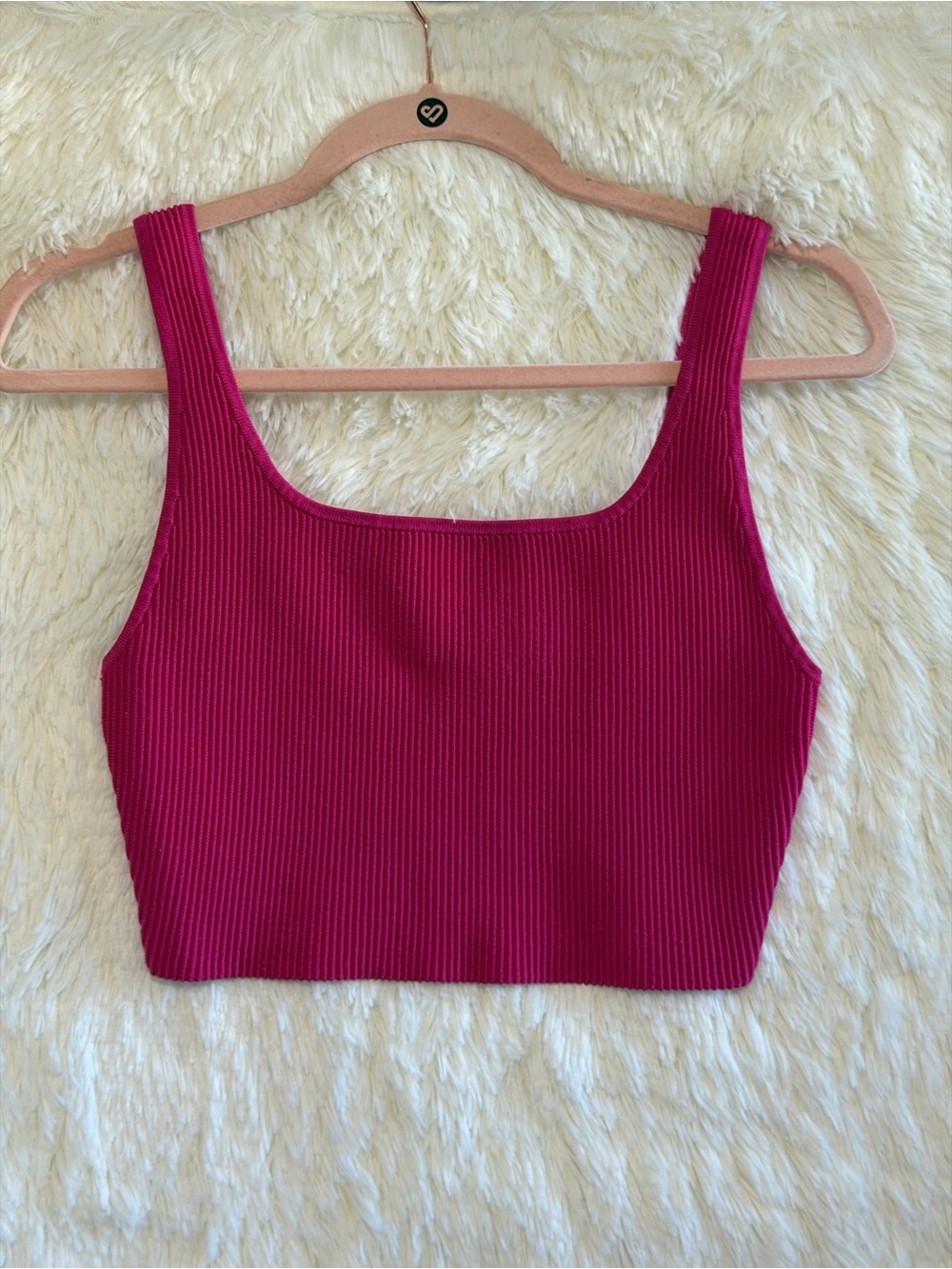 Babaton Aritzia Womens Sculpt Knit Ribbed Cropped Tank Size M Pink Stretchy READ